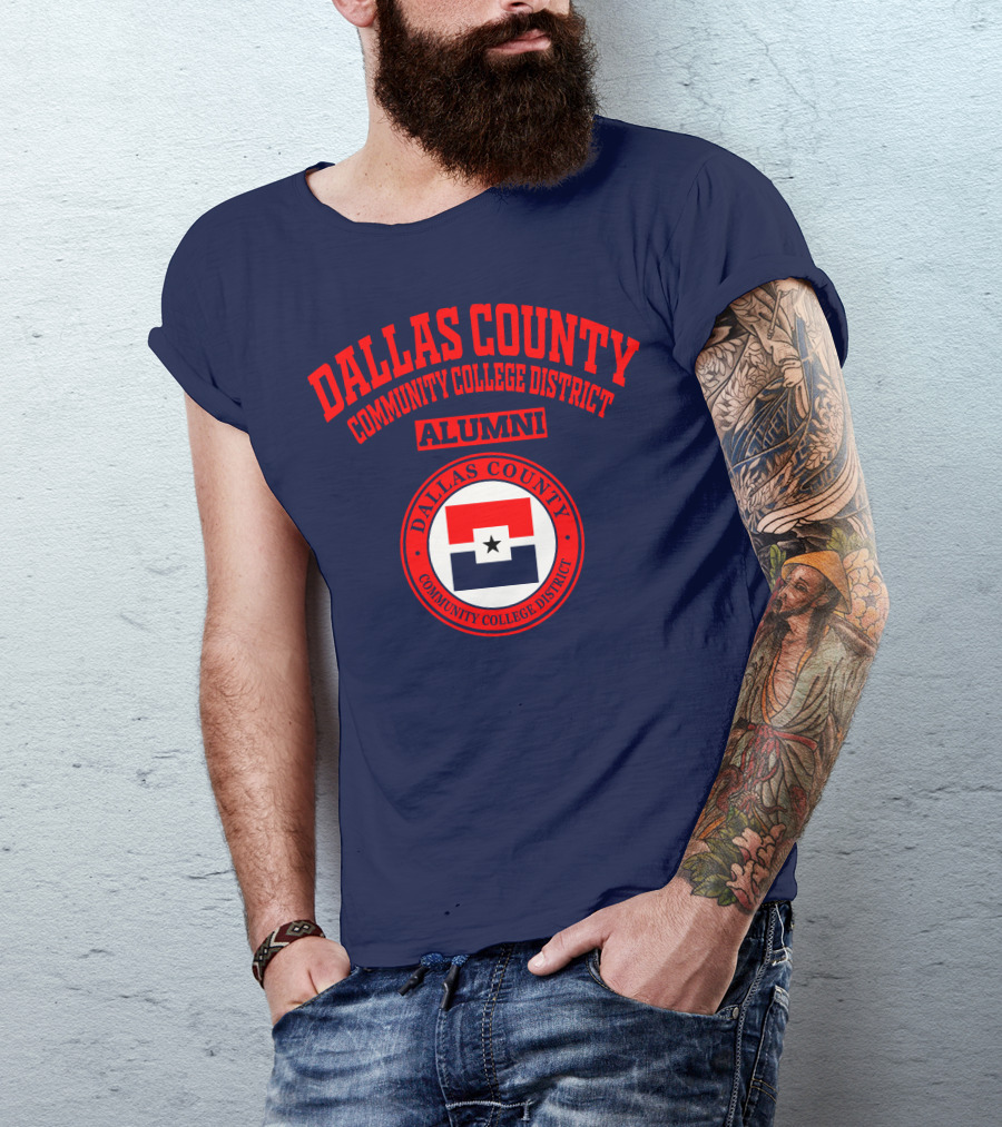 Dallas County Community College District Alumni Red And Navy Star Emblem T-Shirt