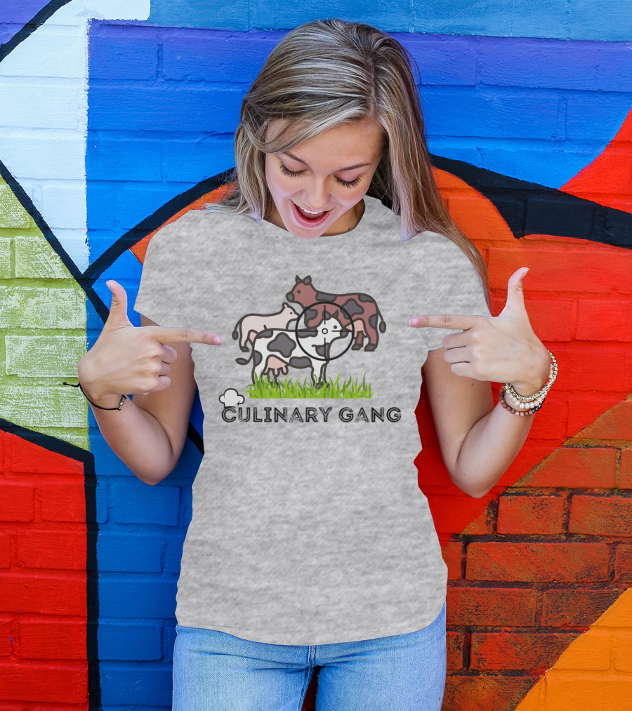 Culinary Gang Cow Trio Targeting Humor T-Shirt