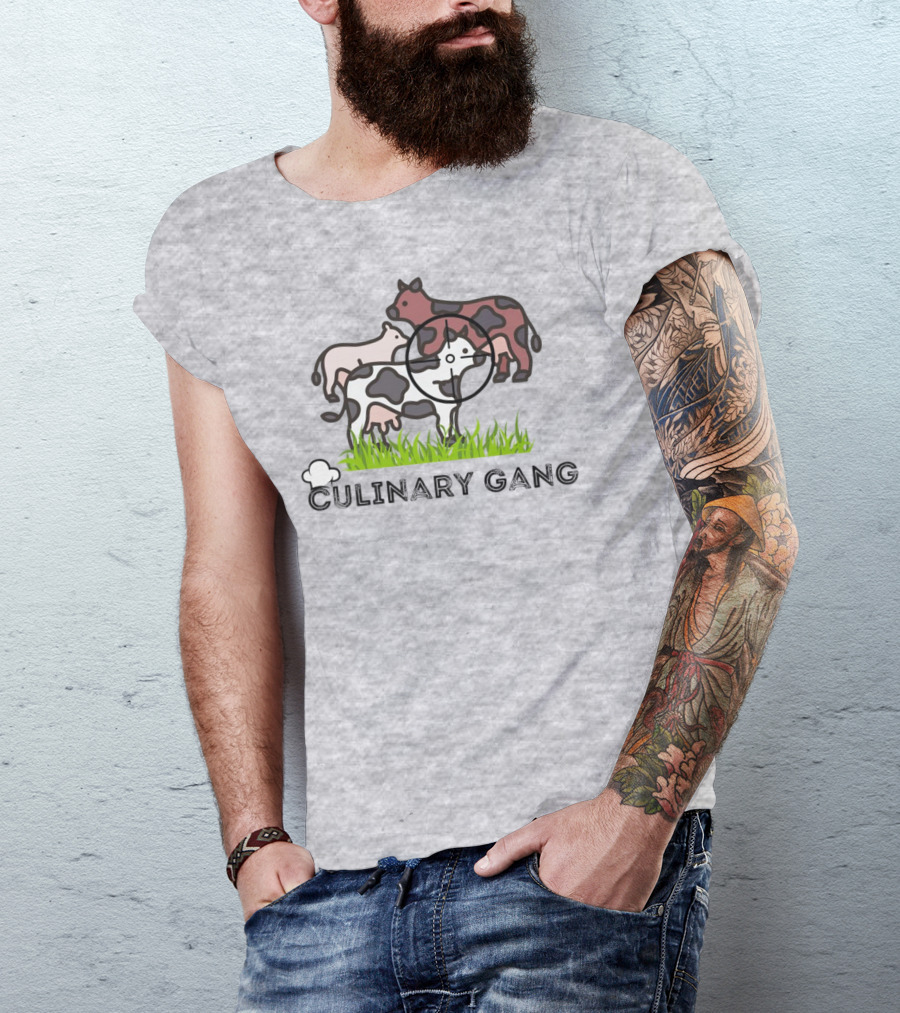 Culinary Gang Cow Trio Targeting Humor T-Shirt