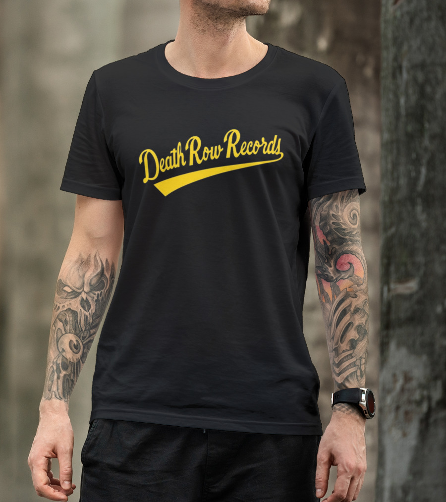 Death Row Records Baseball Style Yellow Script T-Shirt