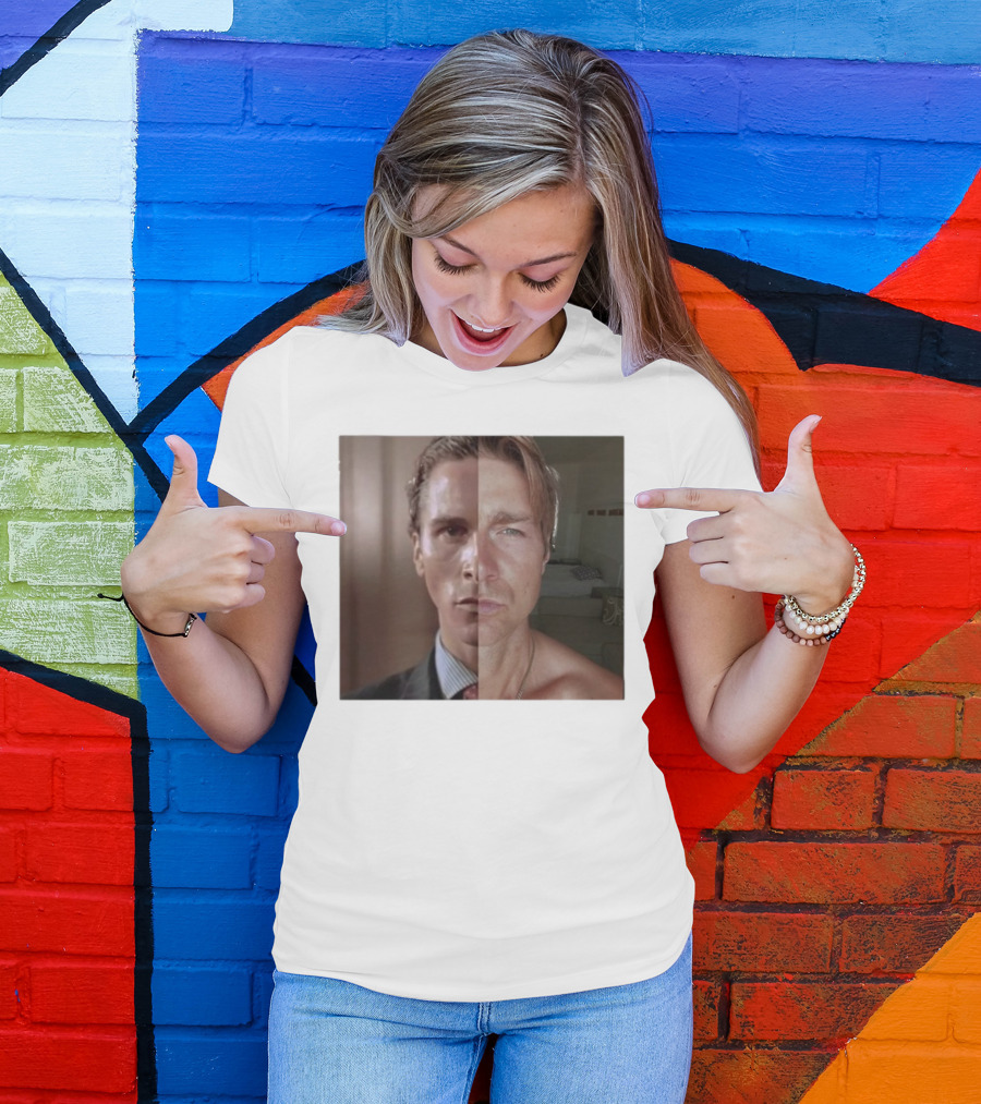 Jeremy Fragrance Compared With Young Christian Bale Face Split Room Background T-Shirt