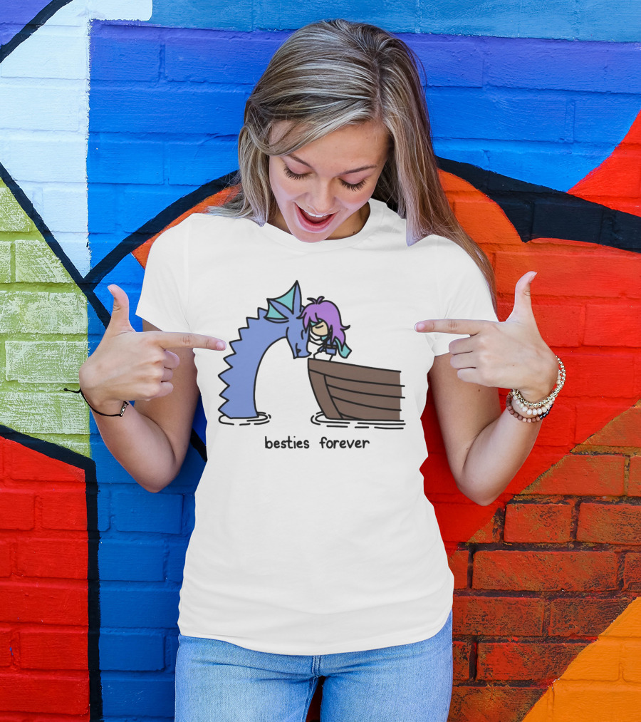 Kimchichickenbeer Faris And Syldra Besties Forever Best Friends With Dragon And Boat Scene T-Shirt