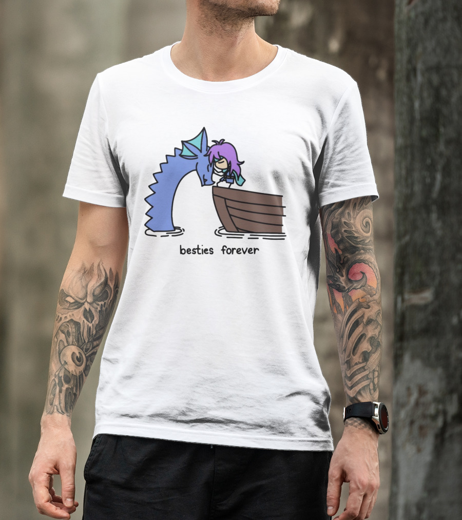 Kimchichickenbeer Faris And Syldra Besties Forever Best Friends With Dragon And Boat Scene T-Shirt
