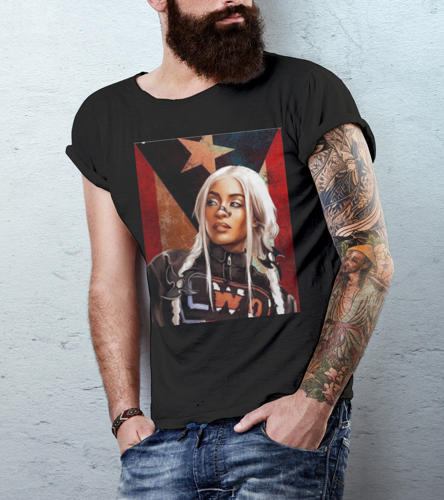 Queen Zelina Fear La Chancla LWO Latin World Order Star Flag Background T-Shirt