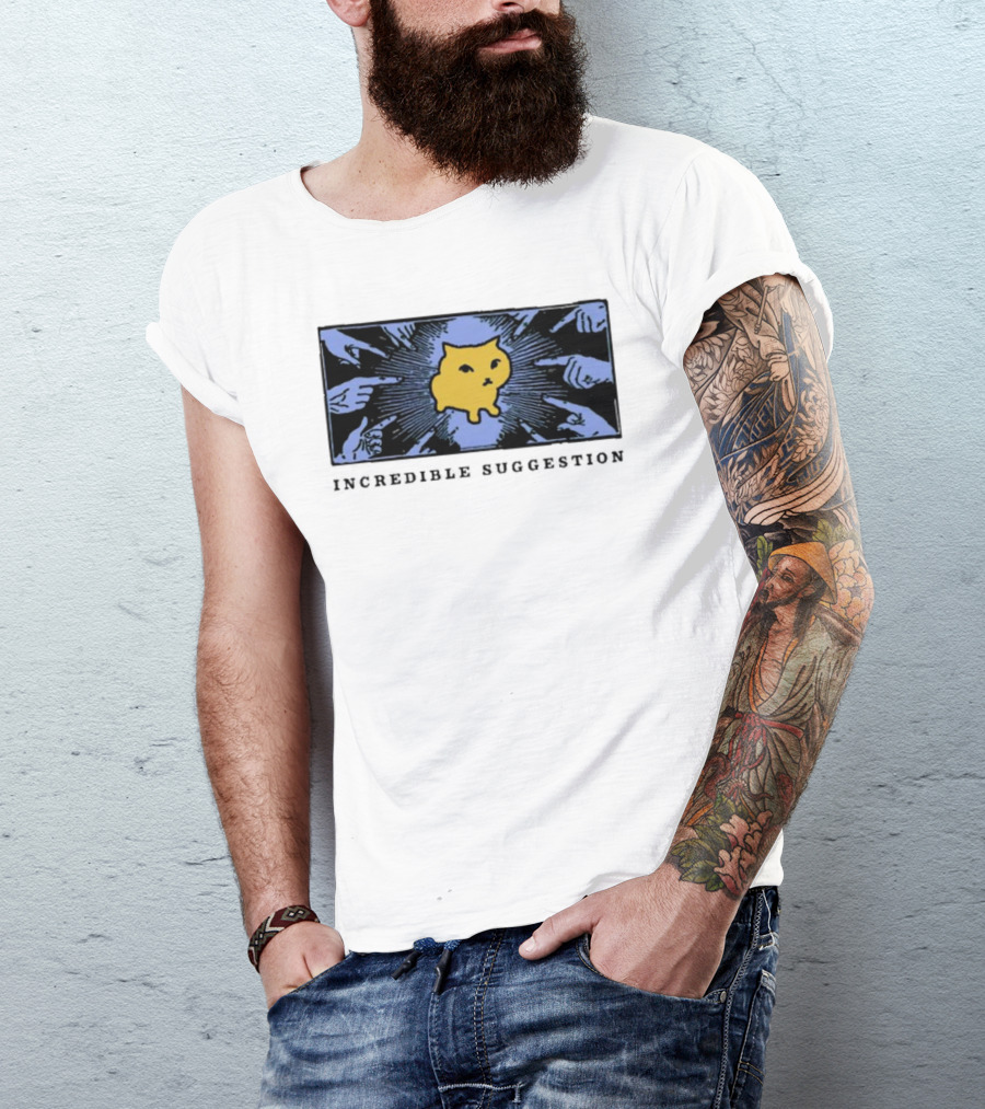 Incredible Suggestion Yellow Cat Surrounded By Pointing Fingers T-Shirt
