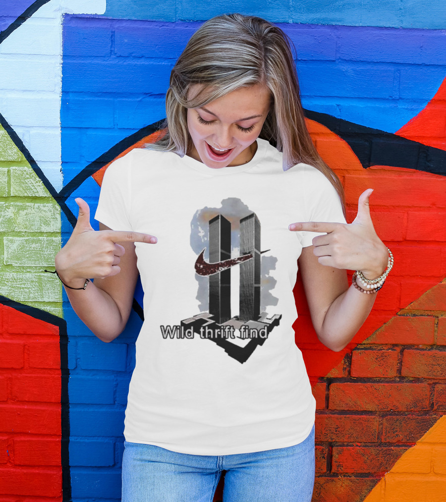 Wild Thrift Find Twin Towers Swoosh T-Shirt