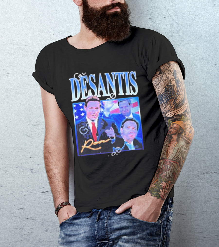 DÉSANTIS Ron American Flag Suit T-Shirt