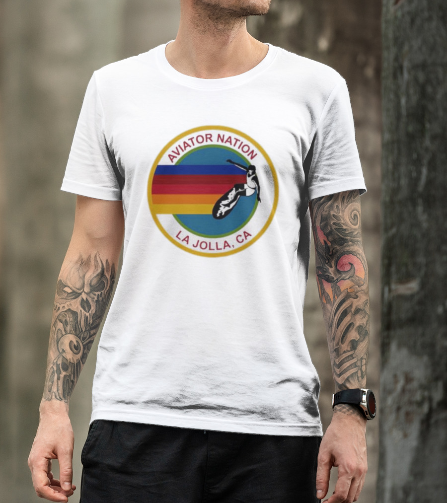 Aviator Nation La Jolla CA Surfing Rainbow T-Shirt
