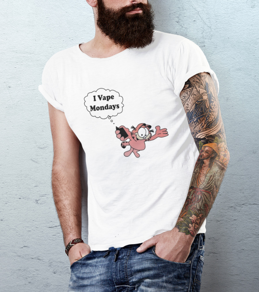 Garfield I Vape Mondays Comic Style Humor T-Shirt