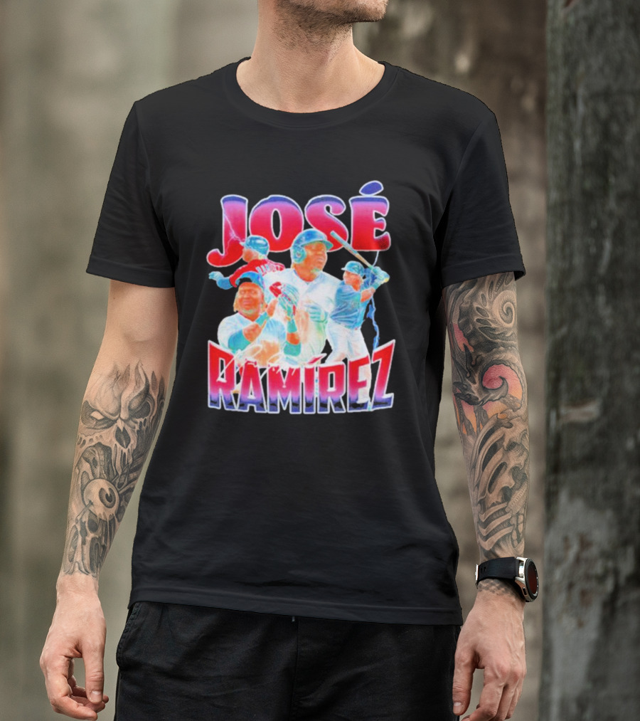 José Ramírez Signature Series Baseball Action Collage T-Shirt