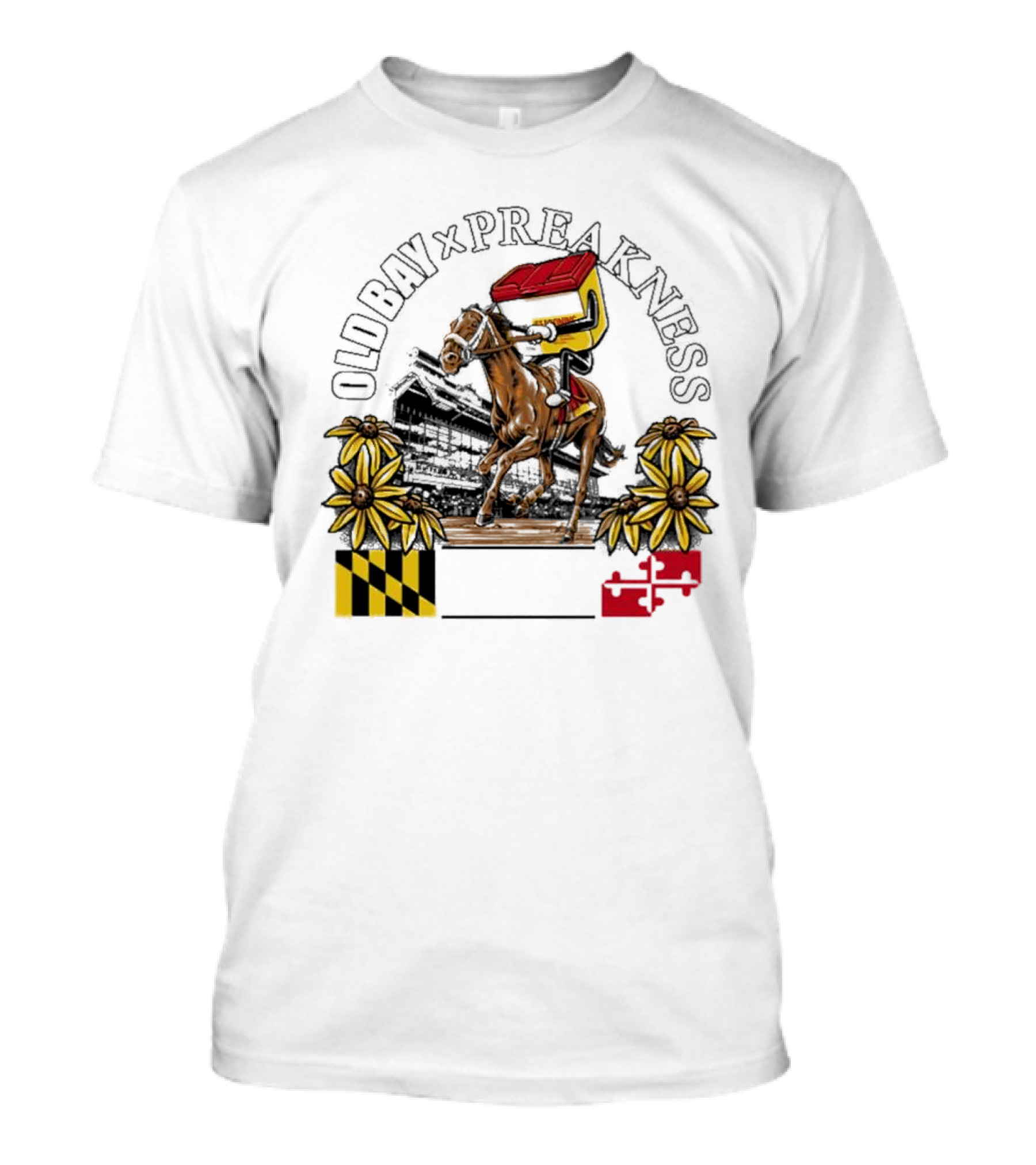 Old Bay X Preakness A Maryland Tradition Horse Racing Celebration With Black-Eyed Susans And Maryland Flag T-Shirt