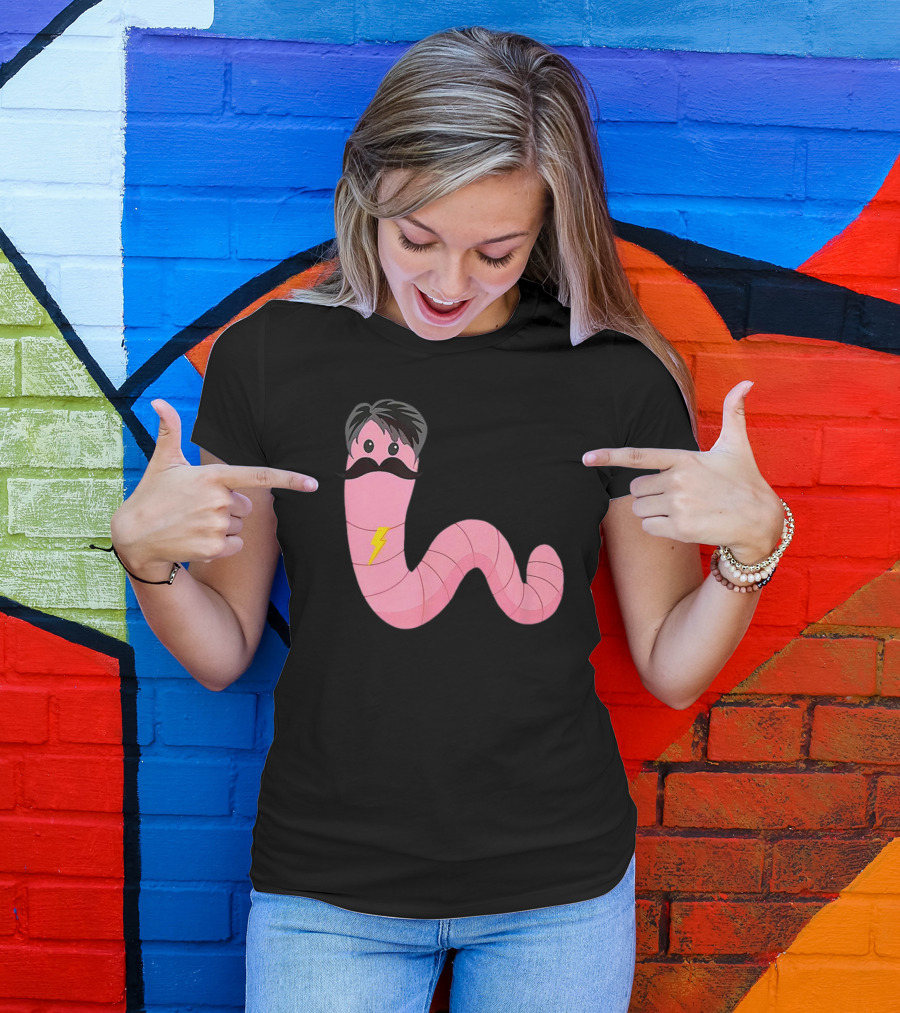 Worm With A Mustache James Tom Ariana Reality Lightning Bolt T-Shirt