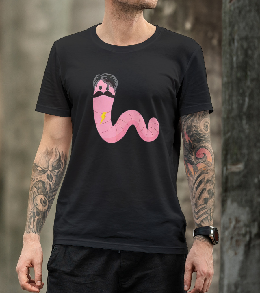 Worm With A Mustache James Tom Ariana Reality Lightning Bolt T-Shirt