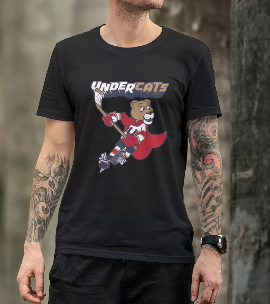 Undercats Bear Hockey Player With Cape T-Shirt