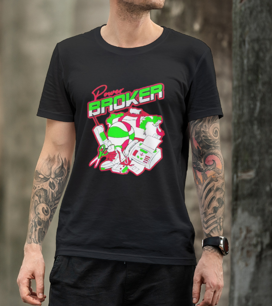 Power Broker Retro Tech And Sports Collage T-Shirt