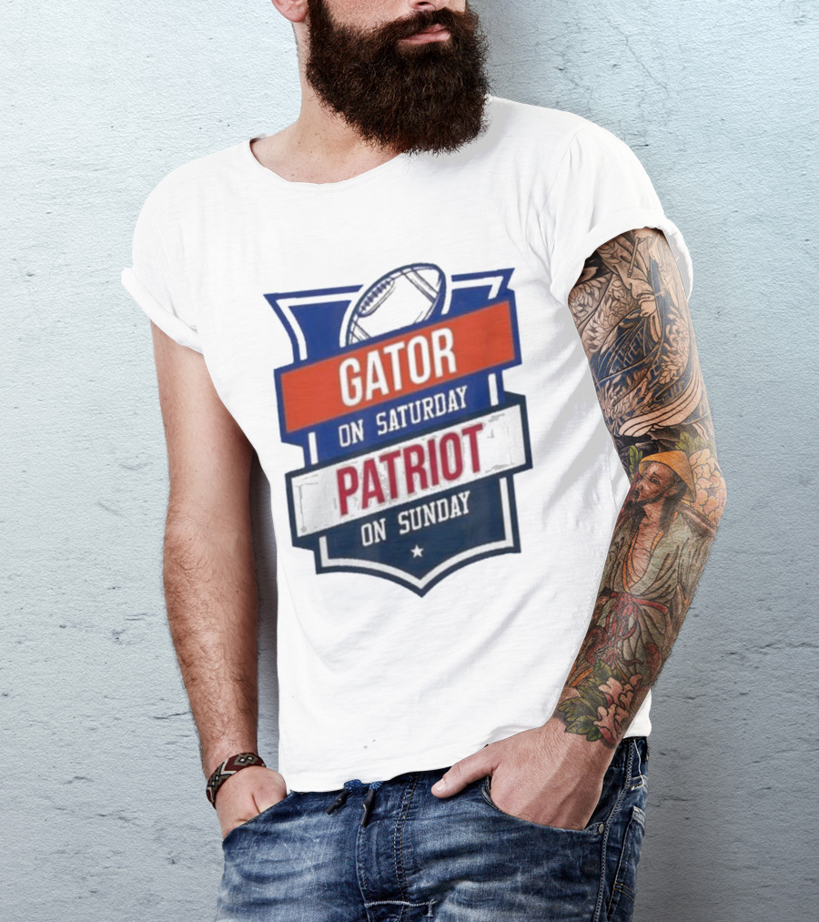 Gator On Saturday Patriot On Sunday Football Badge T-Shirt