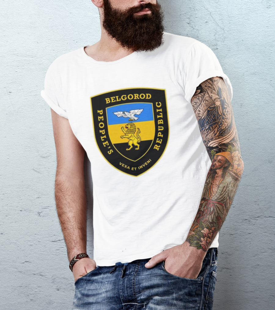 Saint Javelin Belgorod People’s Republic Vexa Et Inveni Lion And Eagle Crest T-Shirt