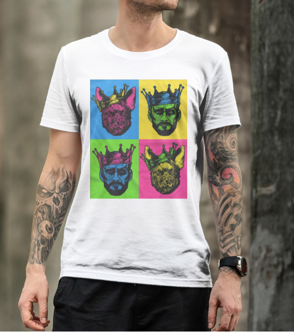 CM Punk King Pop Art Warhol Style Quad Crowned Faces T-Shirt