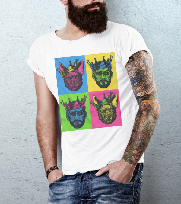CM Punk King Pop Art Warhol Style Quad Crowned Faces T-Shirt