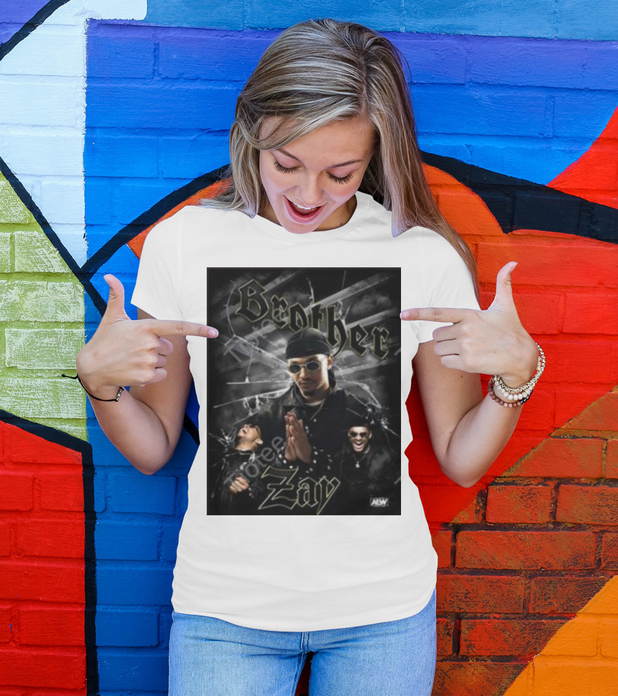 Brother Zay AEW Theme With Three Images And Dramatic Shattered Glass Background T-Shirt