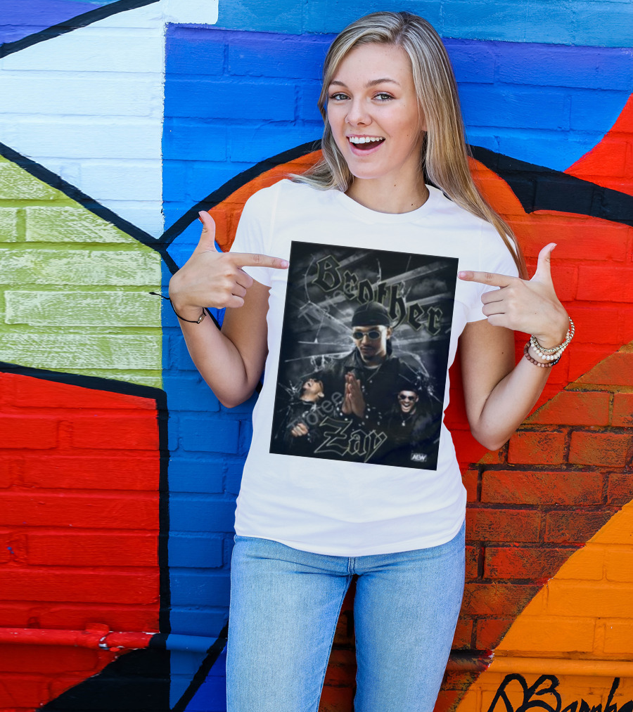 Brother Zay AEW Theme With Three Images And Dramatic Shattered Glass Background T-Shirt