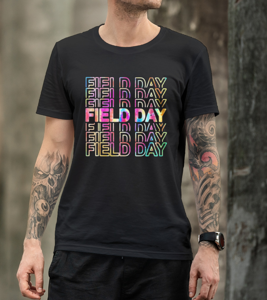 Field Day Colorful Tie Dye Text T-Shirt