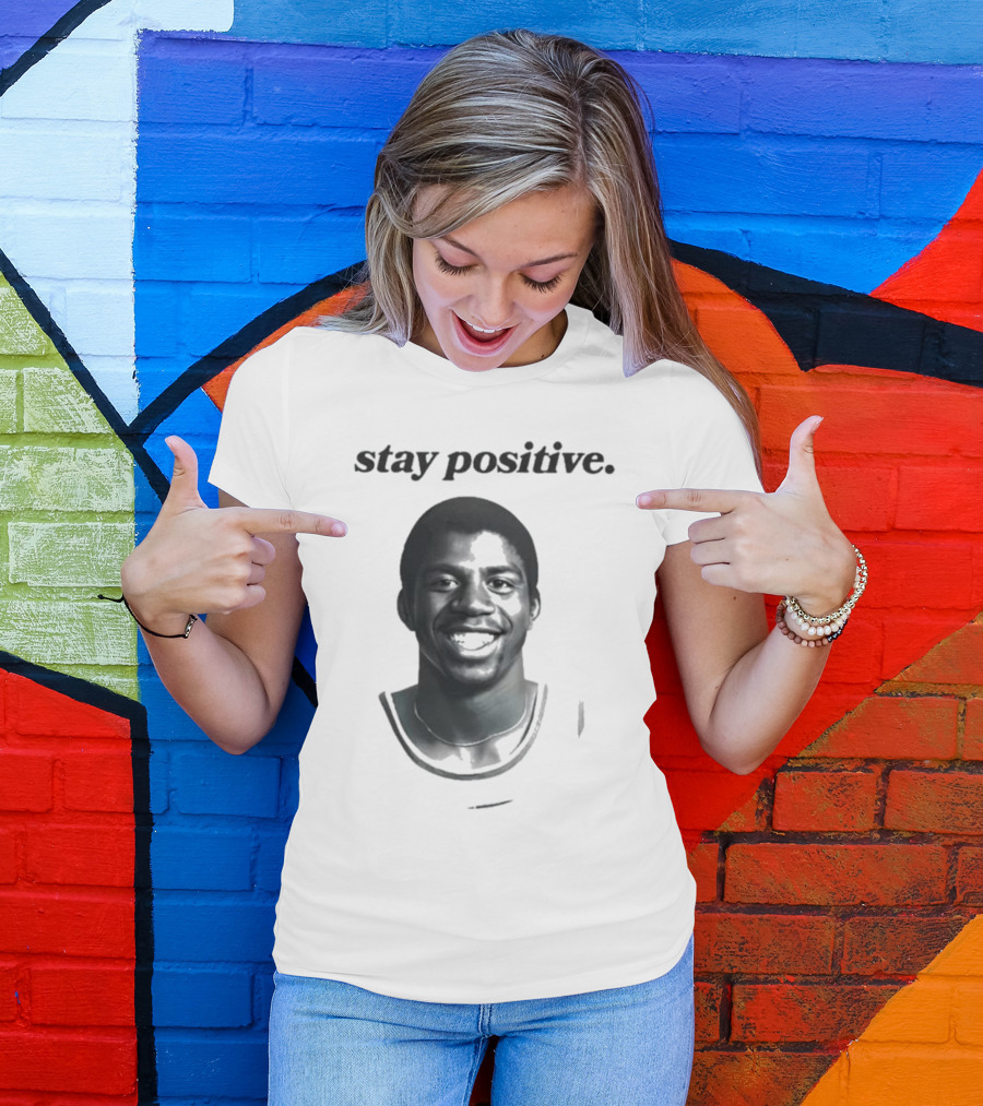 Magic Johnson Stay Positive Retro Basketball T-Shirt
