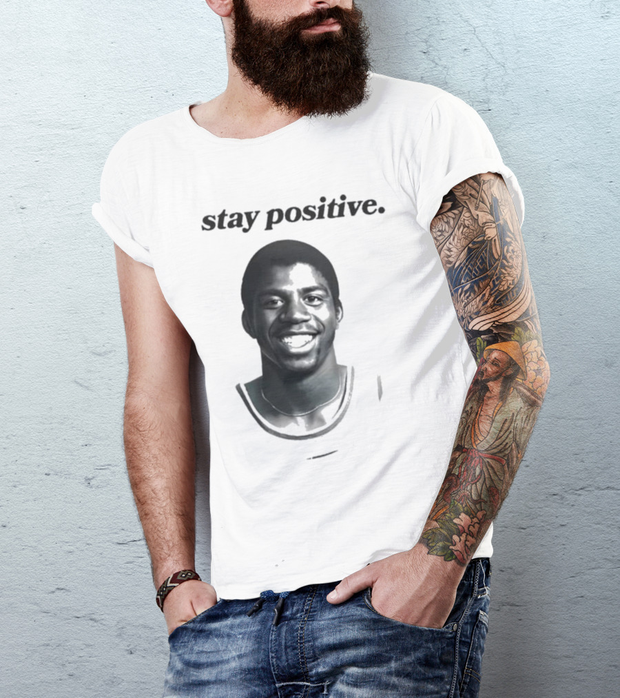 Magic Johnson Stay Positive Retro Basketball T-Shirt