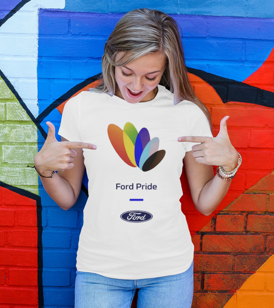 Ford Pride Typography Over Rainbow Petals T-Shirt