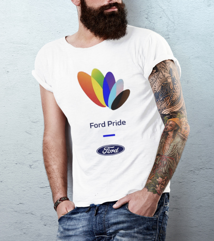 Ford Pride Typography Over Rainbow Petals T-Shirt