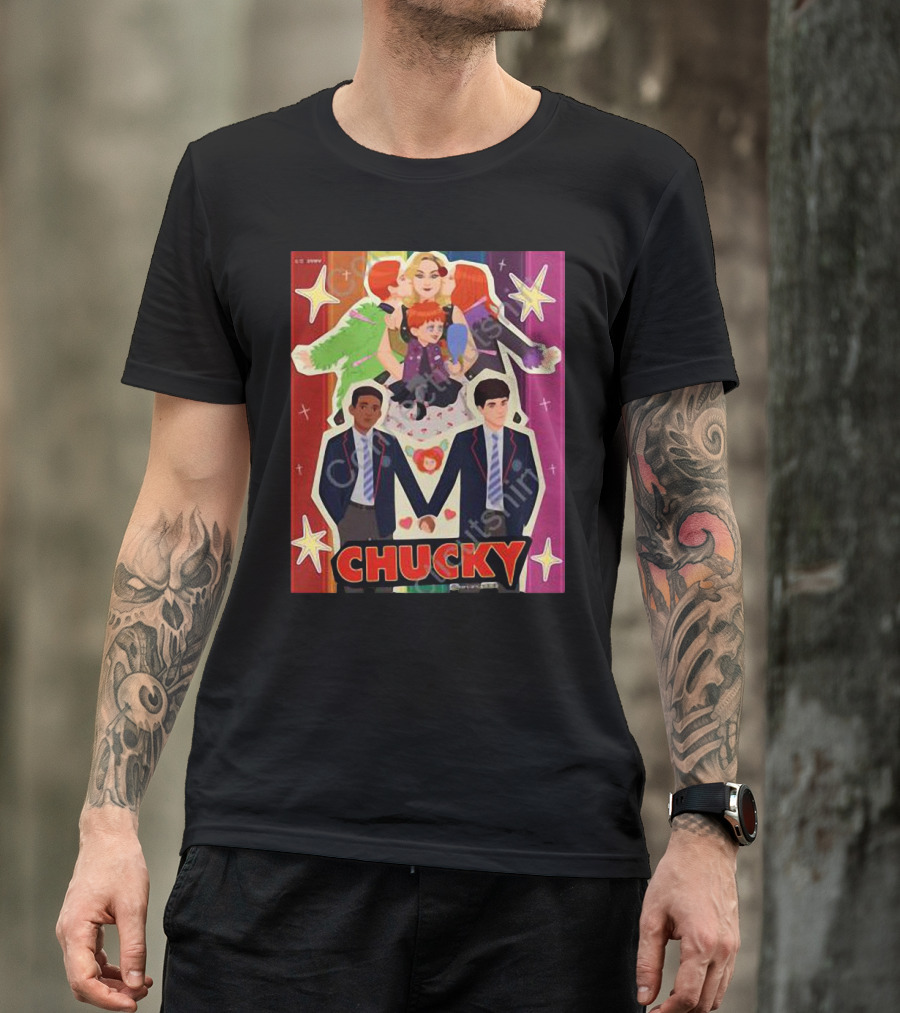 Chucky Pride Rainbow Characters Holding Hands Nbcu T-Shirt