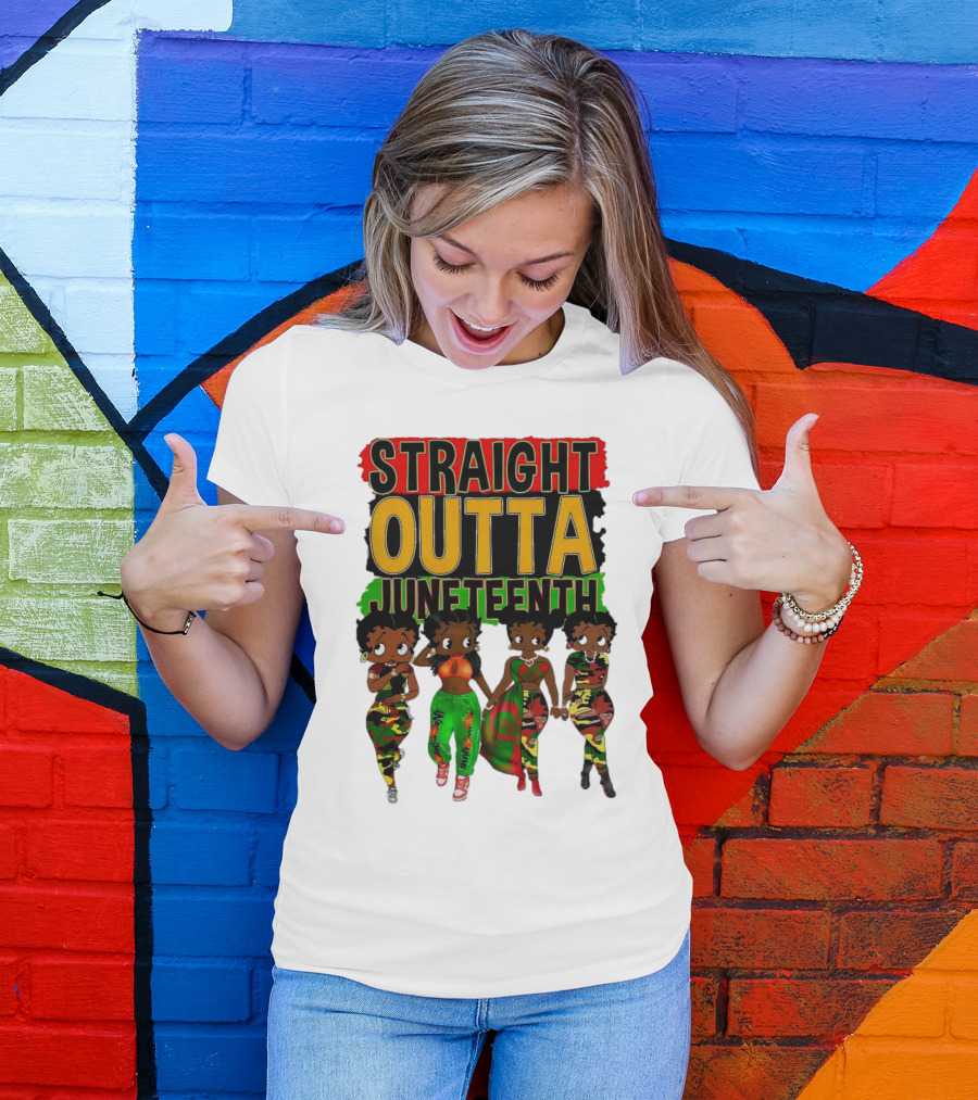 Straight Outta Juneteenth Black Women Celebration Fashion T-Shirt