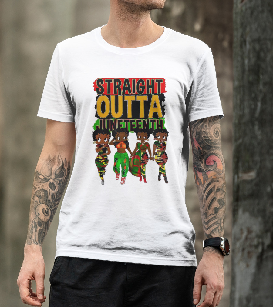 Straight Outta Juneteenth Black Women Celebration Fashion T-Shirt