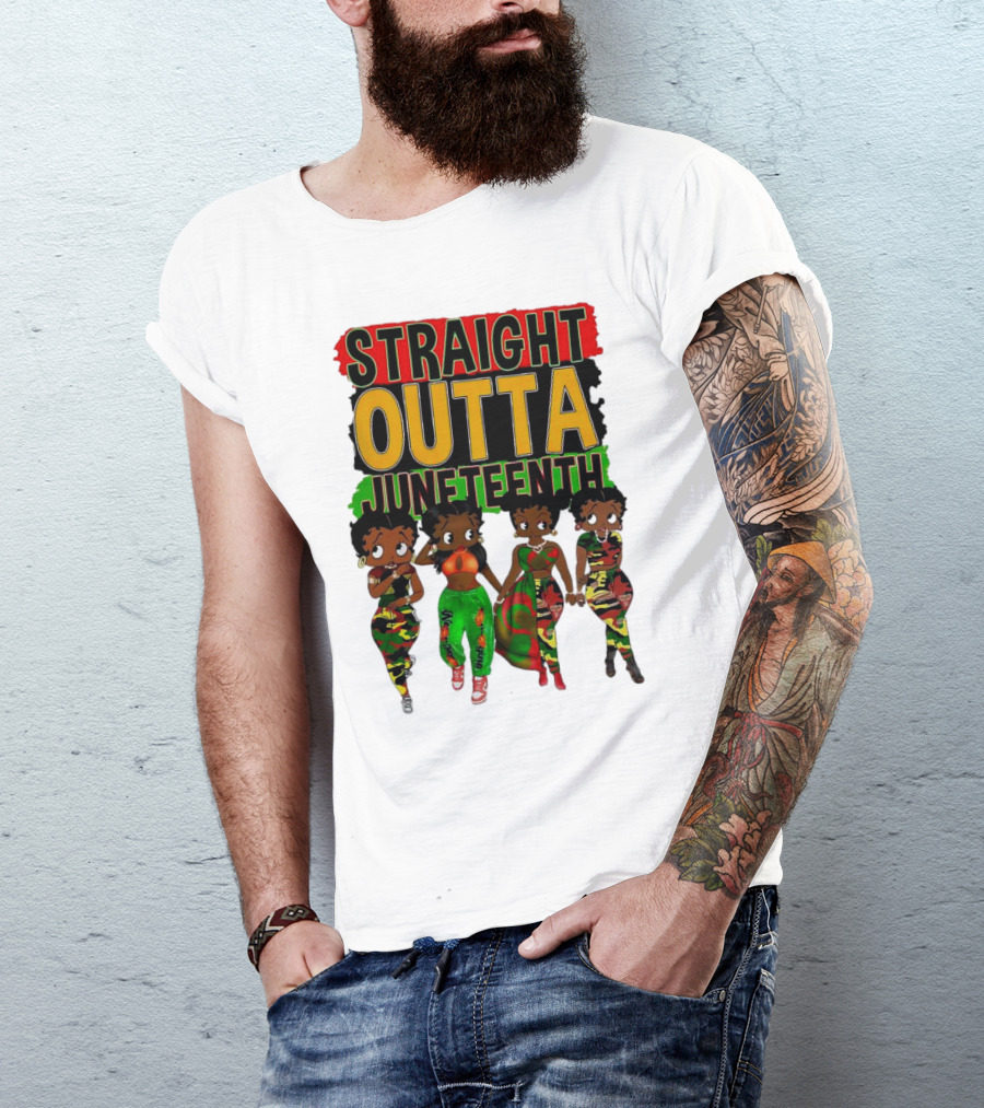 Straight Outta Juneteenth Black Women Celebration Fashion T-Shirt