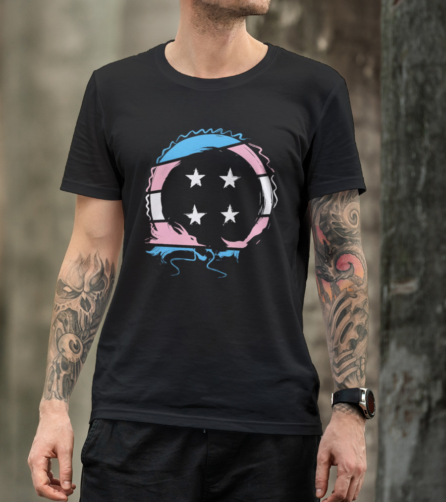 Sharkrobot Team Four Star Trans Pride Circle With Stars T-Shirt