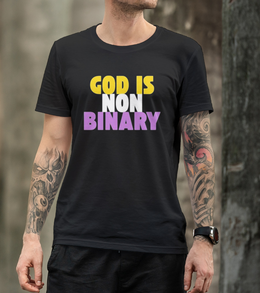 John Pavlovitz God Is Non-Binary Statement In Yellow, White, And Purple T-Shirt