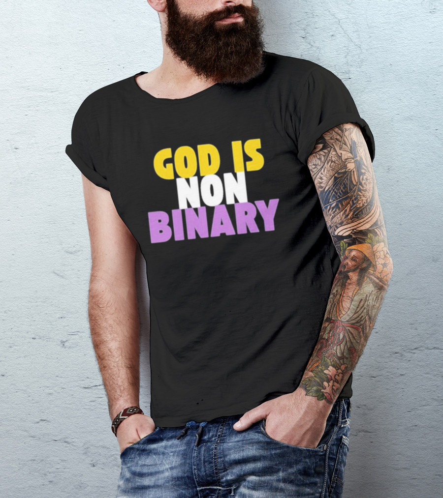 John Pavlovitz God Is Non-Binary Statement In Yellow, White, And Purple T-Shirt