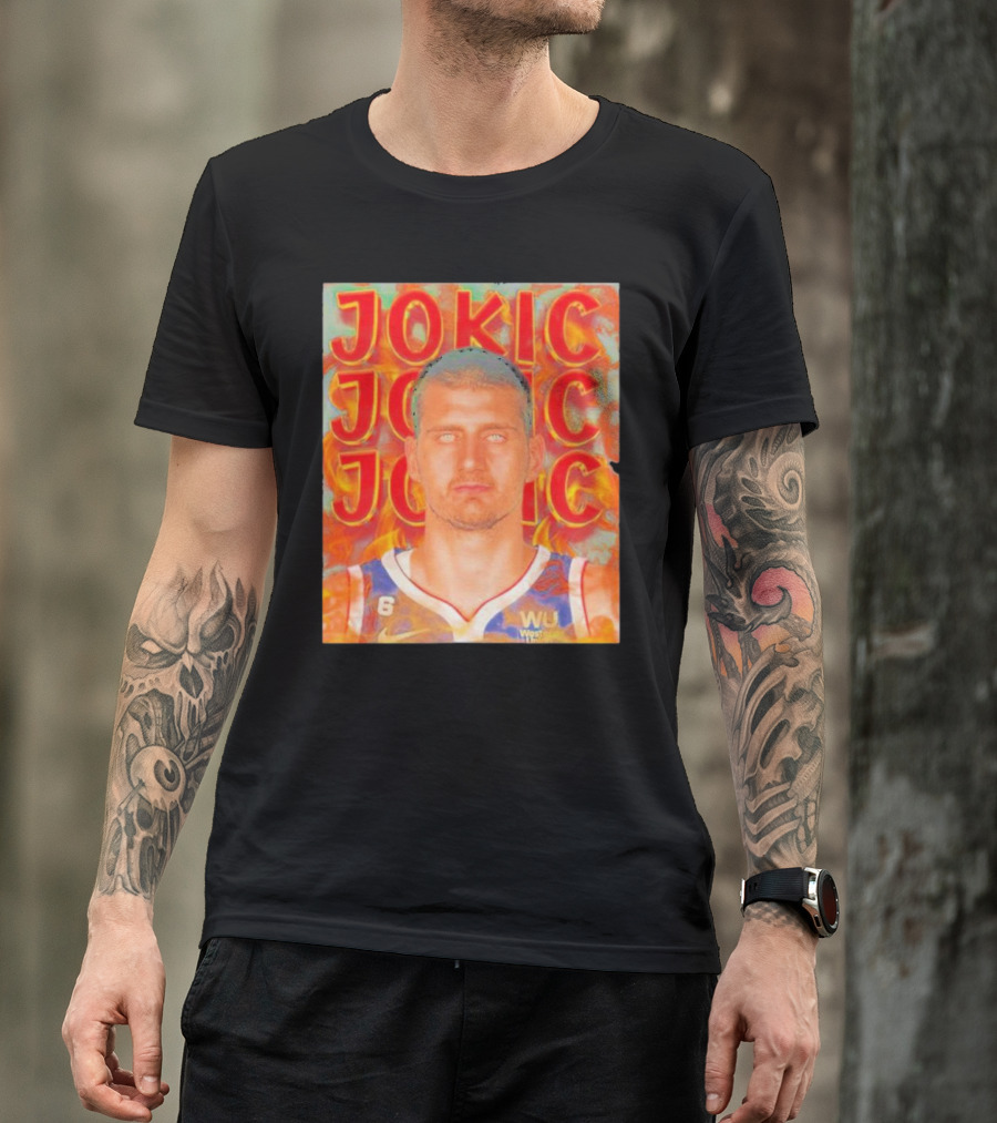 Jokic Fire Flames Photo Basketball T-Shirt