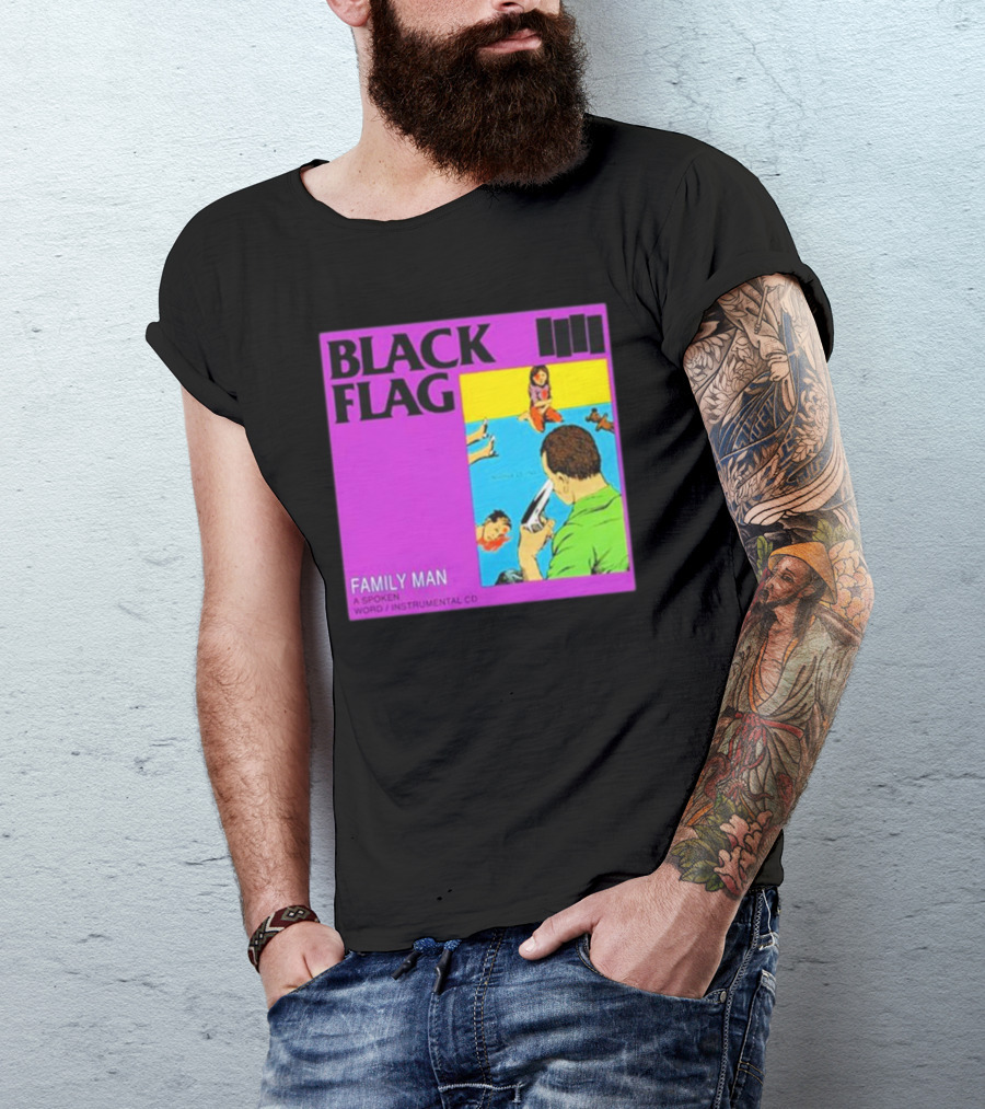 Black Flag Family Man Spoken Word Instrumental CD Album T-Shirt