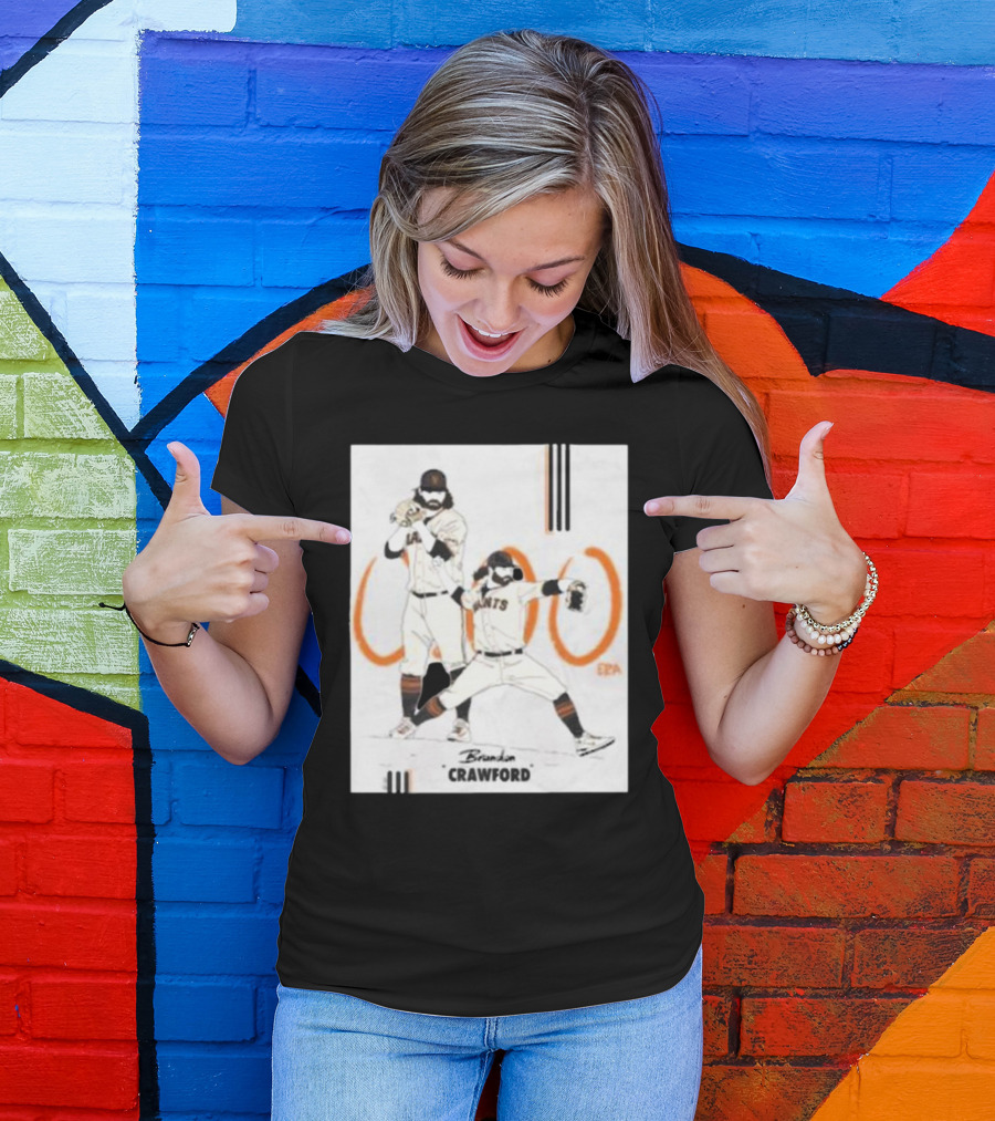 Brandon Crawford Giants Baseball Illustration With 1000 Celebratory T-Shirt
