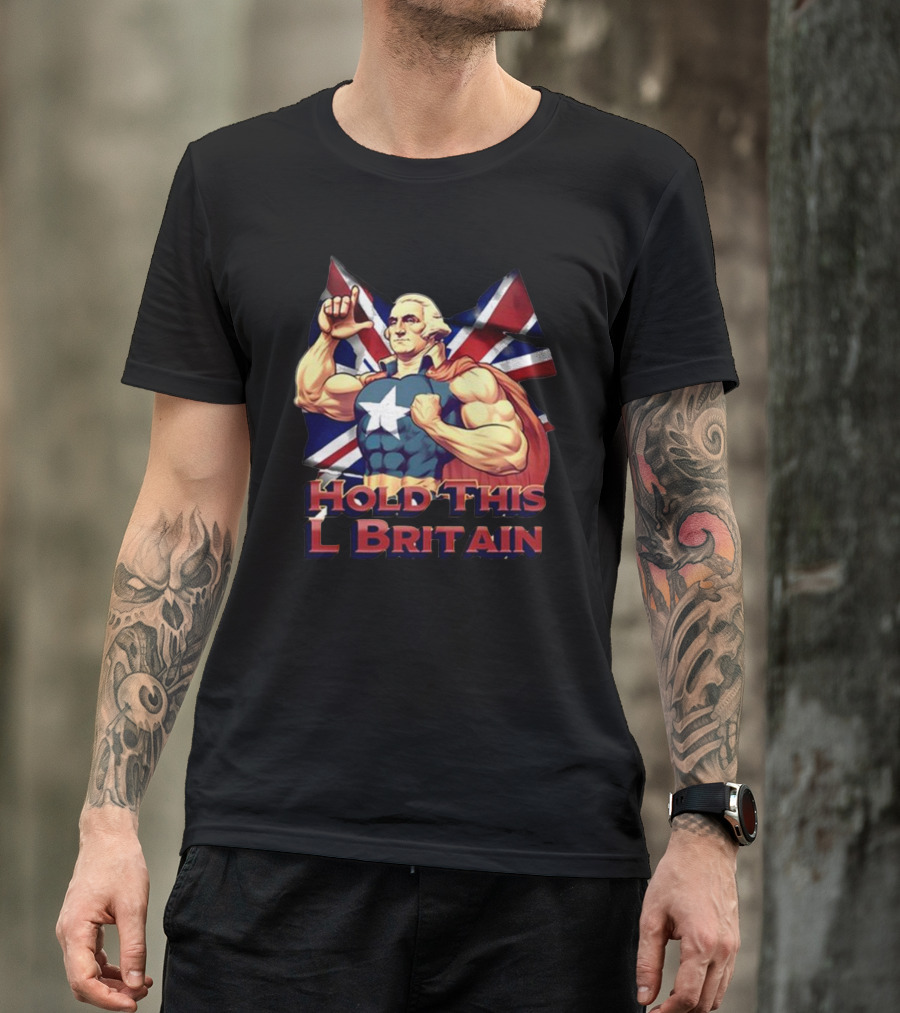 Hold This L Britain Superhero Union Jack Cloaked Figure T-Shirt