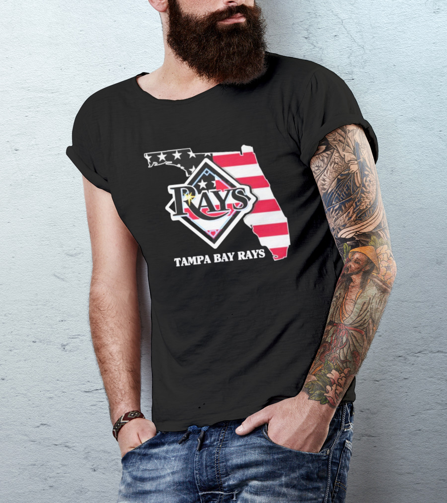 Tampa Bay Rays Florida American Flag Map T-Shirt