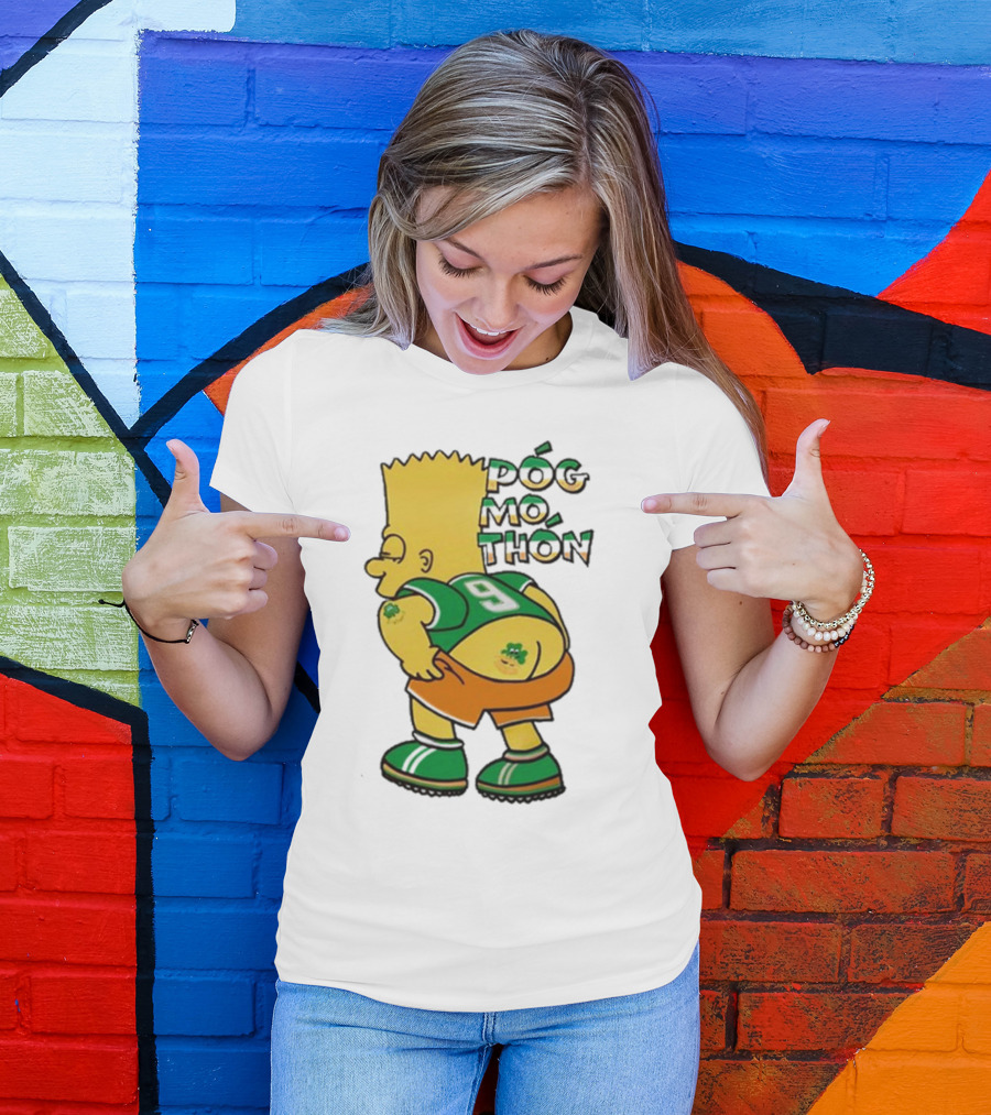 Póg Mo Thón Bart Irish Shamrock Tattoo Football Green Orange 9 T-Shirt