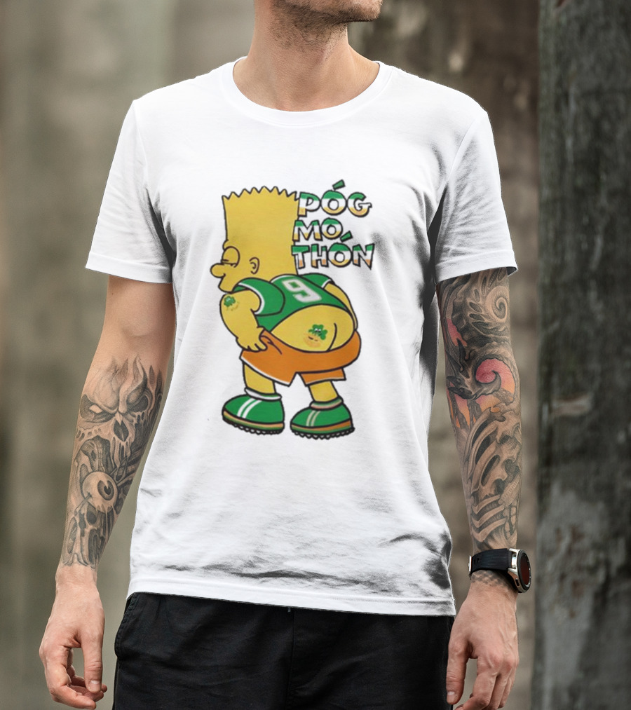Póg Mo Thón Bart Irish Shamrock Tattoo Football Green Orange 9 T-Shirt