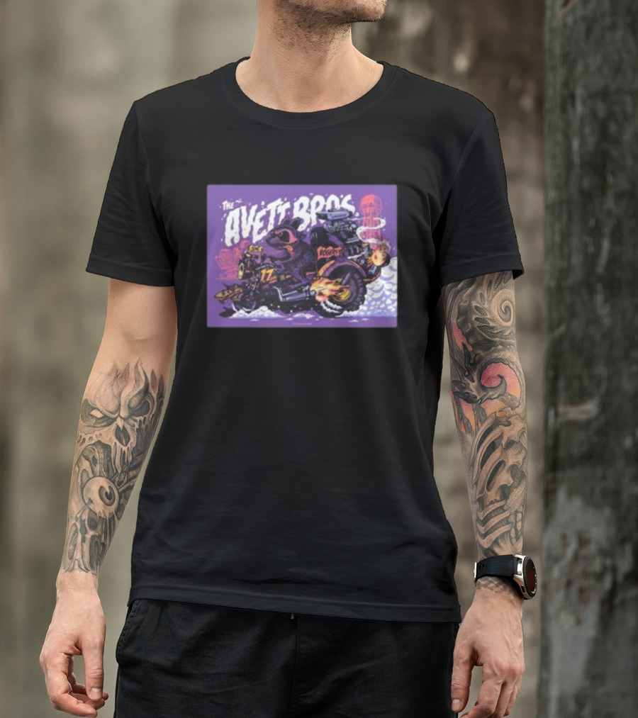 The Avett Bros Raccoon Motorcycle Racing 17 Rockets T-Shirt