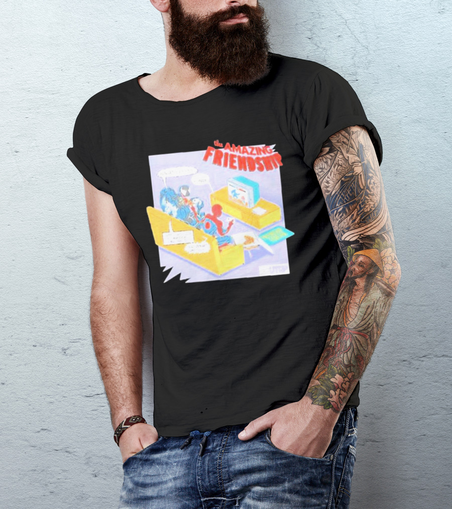 The Amazing Friendship Spiderman Venom Gaming Console Couch Scene T-Shirt