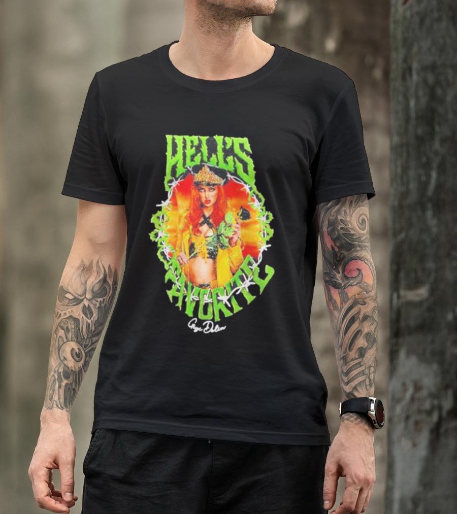 Hell's Favorite Gigi Dolin Barbed Wire Crown And Green Flames T-Shirt