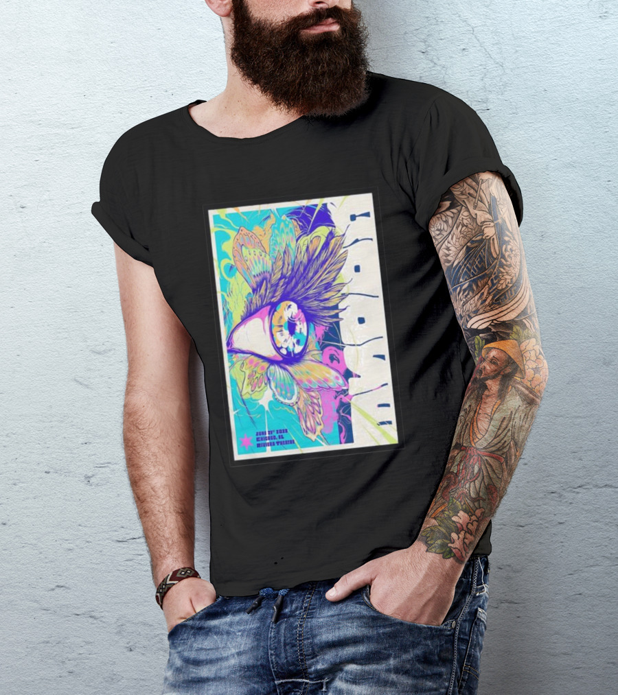 Goose June 21 Chicago Riviera Theatre Psychedelic Feather T-Shirt