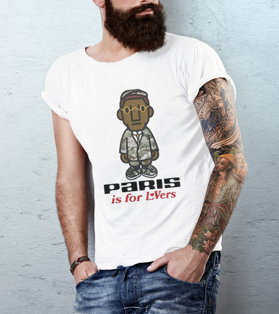 PARIS Is For LoVers Camouflage Suit Character With Glasses T-Shirt