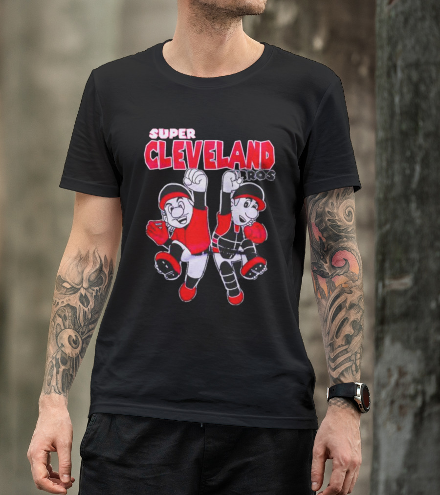 Super Cleveland Bros Red And Black Cartoon Characters T-Shirt